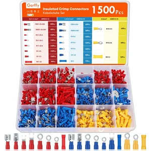 Wire Connectors Kit, Male and Female Spade Connectors, 27 Types Electrical Connector Kit 0.5-6.0mm², Insulated Terminal Connector, Includes Spade Ring Fork Wire Terminal (1500PCS) Wire Connectors Kit, Male and Female Spade Connectors, 27 Types Electrical Connector Kit 0.5-6.0mm², Insulated Terminal Connector, Includes Spade Ring Fork Wire Terminal (1500PCS)