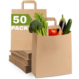 Large Paper Bags with Handles Bulk - 50 Pcs 12x7x14 Large Paper Grocery Shopping Bags with Handles, Brown Sacks for Groceries, Recycling, Delivery, Take Out, To Go, Large Paper Bags with Handles Bulk - 50 Pcs 12x7x14 Large Paper Grocery Shopping Bags with Handles, Brown Sacks for Groceries, Recycling, Delivery, Take Out, To Go,