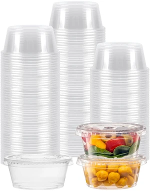 [3.25 oz. - 200 Sets Portion Cups with Lids - Souffle & Jello Shot Cups, Clear Plastic Containers, Meal Prep, Salad Dressing & Medicine [3.25 oz. - 200 Sets Portion Cups with Lids - Souffle & Jello Shot Cups, Clear Plastic Containers, Meal Prep, Salad Dressing & Medicine