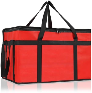 Insulated Food Delivery Bag, XXXL Catering Bag for Keep Food Warming Large Capacity & Collapsible, Red Pizza Cooler Bags for Grocery Shopping, Picnics, Takeout, Camping Insulated Food Delivery Bag, XXXL Catering Bag for Keep Food Warming Large Capacity & Collapsible, Red Pizza Cooler Bags for Grocery Shopping, Picnics, Takeout, Camping
