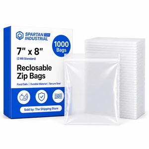 7 X 8 (1000 Count) 2 Mil Clear Reclosable Zip Plastic Poly Bags with Resealable Lock Seal Zipper 7 X 8 (1000 Count) 2 Mil Clear Reclosable Zip Plastic Poly Bags with Resealable Lock Seal Zipper