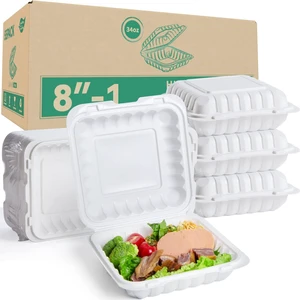 8 Inch 34oz 55-Pack White Food Containers - Shrink Wrap No Pre-Wash BPA Free Sturdy Reusable | Microwave, Freezer & Dishwasher Safe for Leftovers, Meal Prep, Takeout & Catering Disposable Box 8 Inch 34oz 55-Pack White Food Containers - Shrink Wrap No Pre-Wash BPA Free Sturdy Reusable | Microwave, Freezer & Dishwasher Safe for Leftovers, Meal Prep, Takeout & Catering Disposable Box