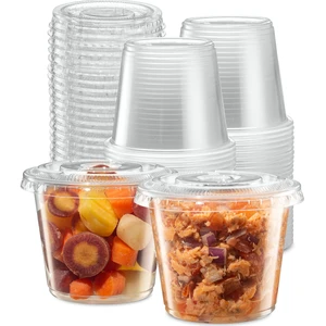 5 oz - Clear Diposable Plastic Portion Cups With Lids, Small Mini 100 Sets 5 oz - Clear Diposable Plastic Portion Cups With Lids, Small Mini 100 Sets