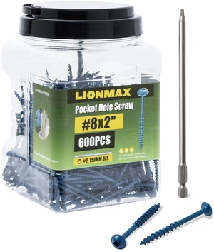 Pocket Hole Screws 2 Inch, 600 PCS Exterior Pocket Screws #8 x 2 Rust Resistant Blue Coated, Coarse Thread, Square Drive, Washer Head, for Outdoor Use, Self Tapping, 150MM Drive Bit Included Pocket Hole Screws 2 Inch, 600 PCS Exterior Pocket Screws #8 x 2 Rust Resistant Blue Coated, Coarse Thread, Square Drive, Washer Head, for Outdoor Use, Self Tapping, 150MM Drive Bit Included