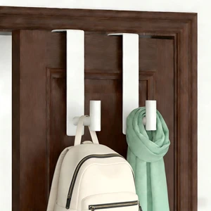 Stainless Steel Over The Door Hooks Heavy Duty, Bathroom Towel Holder Door Mount Coat Rack Towel Rack for Bedroom, Doors Hangers Towel Hooks for Bathroom Dorm Essentials (White, 2 Pack) Stainless Steel Over The Door Hooks Heavy Duty, Bathroom Towel Holder Door Mount Coat Rack Towel Rack for Bedroom, Doors Hangers Towel Hooks for Bathroom Dorm Essentials (White, 2 Pack)