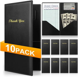 10 Pcs Server Books, Check Presenters for Restaurants PVC Server Books for Waitress, Guest Check Holder with Money Pocket, Fit Server Apron, Black 10 Pcs Server Books, Check Presenters for Restaurants PVC Server Books for Waitress, Guest Check Holder with Money Pocket, Fit Server Apron, Black