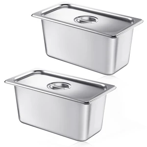 2 Pack Stainless 1/3 Size x 6 Inch Deep Steam Table Pans with Lids Designed for Serving and Food Prep at Buffets, Restaurants, Hotels, Parties, and Home Kitchens; Reusable and Stackable 2 Pack Stainless 1/3 Size x 6 Inch Deep Steam Table Pans with Lids Designed for Serving and Food Prep at Buffets, Restaurants, Hotels, Parties, and Home Kitchens; Reusable and Stackable
