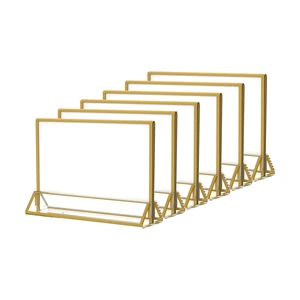 4x6 Acrylic Sign Holder, Picture Frame, Wedding Table Numbers, 6pack Horizontal Stand, Gold Frames, Clear Double Sided, Gold Sign Holders Display for Menu Restaurant Signs, Photos, Party, Events 4x6 Acrylic Sign Holder, Picture Frame, Wedding Table Numbers, 6pack Horizontal Stand, Gold Frames, Clear Double Sided, Gold Sign Holders Display for Menu Restaurant Signs, Photos, Party, Events