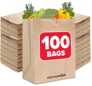 70 lb Kraft Brown Bags 100 Pack, 17x12x7 Grocery Bags, Heavy Duty Large Brown Bags for Shopping, Takeout, Storage, Trash or Recycling, Bulk Pack 70 lb Kraft Brown Bags 100 Pack, 17x12x7 Grocery Bags, Heavy Duty Large Brown Bags for Shopping, Takeout, Storage, Trash or Recycling, Bulk Pack