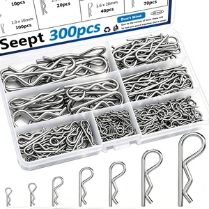 300Pcs 304 Stainless Steel R Cotter Pins 7 Sizes Assortment Kit, Heavy-Duty Hitch Lock Pins for Trucks, Trailers, Engines & Farm Equipment 300Pcs 304 Stainless Steel R Cotter Pins 7 Sizes Assortment Kit, Heavy-Duty Hitch Lock Pins for Trucks, Trailers, Engines & Farm Equipment