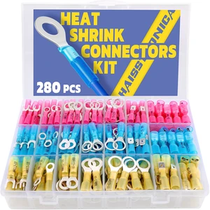 280PCS Heat Shrink Wire Connectors, 22-10 AWG, 3Colors/21Sizes Marine Grade Ring, Fork, Spade & Butt Terminals for Multiple Automotive & Boat Accessory Wiring Tasks, Electrical Connectors 280PCS Heat Shrink Wire Connectors, 22-10 AWG, 3Colors/21Sizes Marine Grade Ring, Fork, Spade & Butt Terminals for Multiple Automotive & Boat Accessory Wiring Tasks, Electrical Connectors