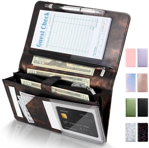 Server Book High Volume, Expandable Server Book,5"×9", Waitress Waiter Book Sturdy Leather Waitress Book with 2 Zipper Pockets and Magnetic Pocket, Server Books Fit Server Apron (Marble Black Gold) Server Book High Volume, Expandable Server Book,5"×9", Waitress Waiter Book Sturdy Leather Waitress Book with 2 Zipper Pockets and Magnetic Pocket, Server Books Fit Server Apron (Marble Black Gold)