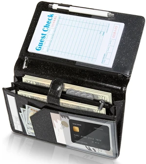 Server Book High Volume, Expandable Server Book,5"×9", Waitress Waiter Book Leather Waitress Book with 2 Zipper Pockets and Magnetic Pocket, Server Books Server Booklet Fit Server Apron, Flash Black Server Book High Volume, Expandable Server Book,5"×9", Waitress Waiter Book Leather Waitress Book with 2 Zipper Pockets and Magnetic Pocket, Server Books Server Booklet Fit Server Apron, Flash Black