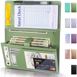 Server Book High Volume, Expandable Server Book,5"×9", Waitress Waiter Book Sturdy Leather Waitress Book with 2 Zipper Pockets and Magnetic Pocket, Server Books Server (Grass Green) Server Book High Volume, Expandable Server Book,5"×9", Waitress Waiter Book Sturdy Leather Waitress Book with 2 Zipper Pockets and Magnetic Pocket, Server Books Server (Grass Green)
