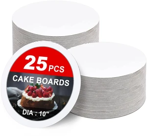 25-Packs Cake Boards 10 inch Round, White Cake Board Rounds White Cake Circles Rounds Base Food-Grade Cardboard Cake Plate for displaying Cakes, Bread, DessertsThin and Sturdy 25-Packs Cake Boards 10 inch Round, White Cake Board Rounds White Cake Circles Rounds Base Food-Grade Cardboard Cake Plate for displaying Cakes, Bread, DessertsThin and Sturdy