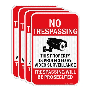 Large Video Surveillance Signs, 18x12 Inches No Trespassing Sign Private Property Sign,Engineer Grade Reflective Aluminum, Fade Resistant,Indoor or Outdoor Use (4-Pack) Large Video Surveillance Signs, 18x12 Inches No Trespassing Sign Private Property Sign,Engineer Grade Reflective Aluminum, Fade Resistant,Indoor or Outdoor Use (4-Pack)