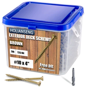 Deck Screws 4 Inch, #10 x 4, 5lb, 250Pcs Rust Resistant, Brown Epoxy Coated, Outdoor Screws, Torx/Star Drive, T25 Bit Deck Screws 4 Inch, #10 x 4, 5lb, 250Pcs Rust Resistant, Brown Epoxy Coated, Outdoor Screws, Torx/Star Drive, T25 Bit