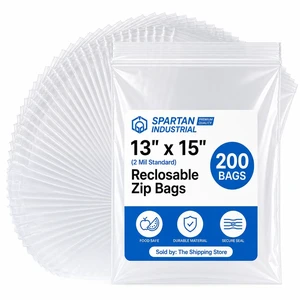 13 X 15 (200 Count) 2 Gallon Clear Reclosable Zip Plastic Poly Bags with Resealable Lock Seal Zipper - 2 Mil 13 X 15 (200 Count) 2 Gallon Clear Reclosable Zip Plastic Poly Bags with Resealable Lock Seal Zipper - 2 Mil