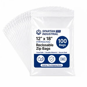 12" X 18" Heavy-Duty Plastic Zip Bags (100 Count) - 4 Mil Clear Resealable Plastic Bags for Clothes and Storage 12" X 18" Heavy-Duty Plastic Zip Bags (100 Count) - 4 Mil Clear Resealable Plastic Bags for Clothes and Storage