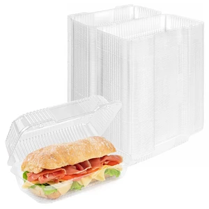 Plastic 9 x 5 Inch Clamshell Takeout Trays (25 Count) Hinged Disposable Food Containers for Cake Slices, Sandwiches, and Desserts Plastic 9 x 5 Inch Clamshell Takeout Trays (25 Count) Hinged Disposable Food Containers for Cake Slices, Sandwiches, and Desserts