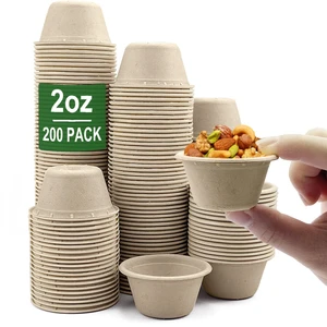 2 oz Disposable Bagasse Fiber Souffle Cups 200pk, 100% Natural Biodegradable Compostable Condiment cups Sample Cup Tasting Cup (Natural, Pack of 200) 2 oz Disposable Bagasse Fiber Souffle Cups 200pk, 100% Natural Biodegradable Compostable Condiment cups Sample Cup Tasting Cup (Natural, Pack of 200)