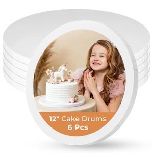 6 Pack Cake Boards 12 Inch Round Cake Drums Base para Pastel Disposable, 1/2 Inch Thick, Sturdy Corrugated Cardboard Base, Smooth & Grease-resistant Surface, White, for Multi-tiered Cake 6 Pack Cake Boards 12 Inch Round Cake Drums Base para Pastel Disposable, 1/2 Inch Thick, Sturdy Corrugated Cardboard Base, Smooth & Grease-resistant Surface, White, for Multi-tiered Cake