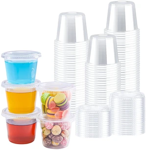 360 Sets 4 oz Plastic Jello Shot Cups with Lids, Small Portion Cups Clear Disposable Condiment Cups, Mini Sample Cups, Airtight Sauce Containers for Salad Dressing, Snacks, Souffle, Daily Use 360 Sets 4 oz Plastic Jello Shot Cups with Lids, Small Portion Cups Clear Disposable Condiment Cups, Mini Sample Cups, Airtight Sauce Containers for Salad Dressing, Snacks, Souffle, Daily Use