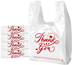 200 Pack White Smile Plastic Bag - 11.5"x6.5"x21" T-Shirt Grocery Bags with Handles, Cheerful Alternative to Thank You Bags, Bulk for Retail, Supermarkets & Small Business 200 Pack White Smile Plastic Bag - 11.5"x6.5"x21" T-Shirt Grocery Bags with Handles, Cheerful Alternative to Thank You Bags, Bulk for Retail, Supermarkets & Small Business