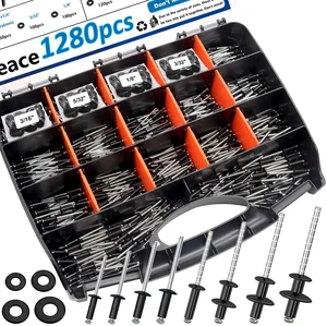 1280Pcs Stainless Steel Black Rivets with Pop Rivets with Washer 1/8Inch 5/32Inch 3/16Inch for Metal,Furniture,Automotive,Instrument 1280Pcs Stainless Steel Black Rivets with Pop Rivets with Washer 1/8Inch 5/32Inch 3/16Inch for Metal,Furniture,Automotive,Instrument