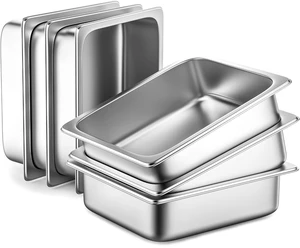 6 Pack Hotel Pans 1/2 Size 4" Deep Stainless Steel Steam Table Pan 22 Gauge Anti Jam Commercial Food Pans for Hotel, Party, Buffet, Catering Supplies 6 Pack Hotel Pans 1/2 Size 4" Deep Stainless Steel Steam Table Pan 22 Gauge Anti Jam Commercial Food Pans for Hotel, Party, Buffet, Catering Supplies