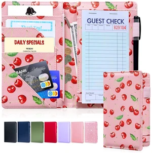 5x8 Server Book, 7 Pocket Zipper Organizer, Fits Apron, Pink Cherry Reinforced PU Leather, Rigid Writing Surface, Spill-Resistant, Easy Clean, Fits 3.5x6.75 Checks, for Restaurants Cafes Bars 5x8 Server Book, 7 Pocket Zipper Organizer, Fits Apron, Pink Cherry Reinforced PU Leather, Rigid Writing Surface, Spill-Resistant, Easy Clean, Fits 3.5x6.75 Checks, for Restaurants Cafes Bars