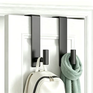 Stainless Steel Over The Door Hooks Heavy Duty, Bathroom Towel Holder Door Mount Coat Rack Towel Rack for Bedroom, Doors Hangers Towel Hooks for Bathroom Dorm Essentials (Black, 2 Pack) Stainless Steel Over The Door Hooks Heavy Duty, Bathroom Towel Holder Door Mount Coat Rack Towel Rack for Bedroom, Doors Hangers Towel Hooks for Bathroom Dorm Essentials (Black, 2 Pack)