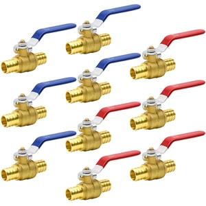 10pcs 3/4" PEX Brass Full Port Shut Off Ball Valve, HOT (RED) COLD (BLUE) for Kitchen, Faucet, PEX Pipe 10pcs 3/4" PEX Brass Full Port Shut Off Ball Valve, HOT (RED) COLD (BLUE) for Kitchen, Faucet, PEX Pipe
