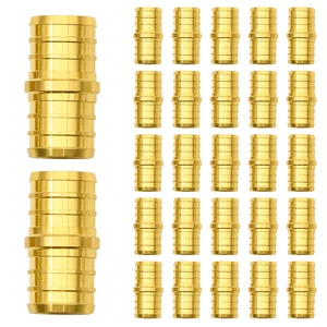 25 Pack 3/4" PEX Fittings, PEX Brass Straight Coupling Fittings for PEX Tubing Pipe 25 Pack 3/4" PEX Fittings, PEX Brass Straight Coupling Fittings for PEX Tubing Pipe