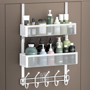 Over The Door Hooks Organizer with 2 Mesh Baskets and 10 Hooks Adjustable, Space Saving Door Hanger Coat Rack,Back of Door Storage Organizer for Bedroom,Bathroom,Kitchen (White) Over The Door Hooks Organizer with 2 Mesh Baskets and 10 Hooks Adjustable, Space Saving Door Hanger Coat Rack,Back of Door Storage Organizer for Bedroom,Bathroom,Kitchen (White)