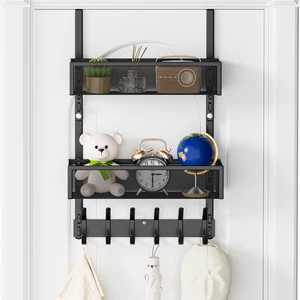 Over the Door Hooks,Door Hanger Organizer Fits Doors 1 3/4" Black 12 Coat Hooks and 2 Mesh Basket,Space-Saving,Back Storage Organizer,Over The Door Towel Rack,for Bathroom,Bedroom,Kitchen Over the Door Hooks,Door Hanger Organizer Fits Doors 1 3/4" Black 12 Coat Hooks and 2 Mesh Basket,Space-Saving,Back Storage Organizer,Over The Door Towel Rack,for Bathroom,Bedroom,Kitchen