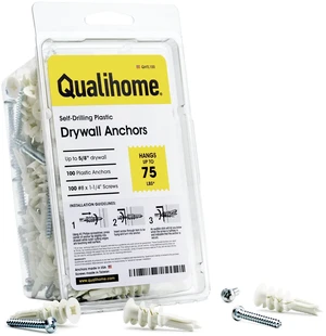Drywall Anchors with Screws Self-Drilling Drywall Anchors, Anti-Spin Grip, No Pre-Drill Wall Anchor Kit, Strong & Reliable Hold, 100 Pack (200 Pieces) Drywall Anchors with Screws Self-Drilling Drywall Anchors, Anti-Spin Grip, No Pre-Drill Wall Anchor Kit, Strong & Reliable Hold, 100 Pack (200 Pieces)