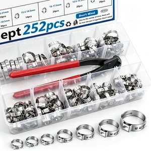 252Pcs 14-Sizes 304 Stainless Steel Single Ear Hose Clamps with Ear clamp plier 5.3-33.1mm Crimp Hose Clamps Assortment Kit for Auto/Home Appliance/Pipe/Fuel Line Stepless hose clamp with pincer 252Pcs 14-Sizes 304 Stainless Steel Single Ear Hose Clamps with Ear clamp plier 5.3-33.1mm Crimp Hose Clamps Assortment Kit for Auto/Home Appliance/Pipe/Fuel Line Stepless hose clamp with pincer
