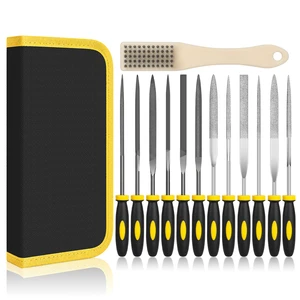 13PC Needle File Set,Small File Set,Needle Files for Metal File Set 6 Diamond File Set,6 Steel File Tool,Jewelers Files Set for Carving,Ward./Tri./Sq./Round/Half-Round/Flat file with Brush Case 13PC Needle File Set,Small File Set,Needle Files for Metal File Set 6 Diamond File Set,6 Steel File Tool,Jewelers Files Set for Carving,Ward./Tri./Sq./Round/Half-Round/Flat file with Brush Case