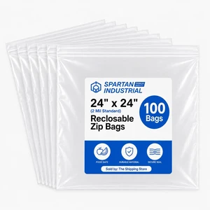 24" X 24" Extra Large Reclosable Zip Plastic Poly Bags (100 Count) - 2 Mil Clear Food Safe Zipper Bags for Packaging, Shipping, and Storage - Resealable Lock Seal Zipper Closure 24" X 24" Extra Large Reclosable Zip Plastic Poly Bags (100 Count) - 2 Mil Clear Food Safe Zipper Bags for Packaging, Shipping, and Storage - Resealable Lock Seal Zipper Closure