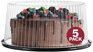 10 - 11" Plastic Disposable Cake Containers Carriers with Dome Lids and Cake Boards | 5 Round Cake Carriers for Transport | Clear Bundt Cake Boxes / Cover | 2-3 Layer Cake Holder Display Containers 10 - 11" Plastic Disposable Cake Containers Carriers with Dome Lids and Cake Boards | 5 Round Cake Carriers for Transport | Clear Bundt Cake Boxes / Cover | 2-3 Layer Cake Holder Display Containers