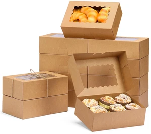 28pcs Cookie Boxes with Window, 9x6x3in Auto-Popup Bakery Boxes Brown Pastry Containers for Chocolate Covered Strawberries, Candy, Muffins, Donuts 28pcs Cookie Boxes with Window, 9x6x3in Auto-Popup Bakery Boxes Brown Pastry Containers for Chocolate Covered Strawberries, Candy, Muffins, Donuts
