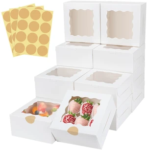 60 Pcs Bakery Boxes with Window, 6 x 6 x 3 Inches, White Cookie & Pastry Boxes for Baked Goods 60 Pcs Bakery Boxes with Window, 6 x 6 x 3 Inches, White Cookie & Pastry Boxes for Baked Goods