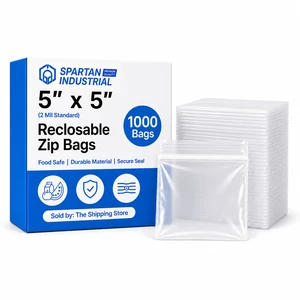 5 X 5 (1000 Count) 2 Mil Clear Reclosable Zip Plastic Poly Bags with Resealable Lock Seal Zipper 5 X 5 (1000 Count) 2 Mil Clear Reclosable Zip Plastic Poly Bags with Resealable Lock Seal Zipper