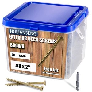 Deck Screws 2 Inch, #8 x 2 Inch, 620Pcs, Rust Resistant, Brown Epoxy Coated, Outdoor Screws, Torx/Star Drive, T25 Bit Deck Screws 2 Inch, #8 x 2 Inch, 620Pcs, Rust Resistant, Brown Epoxy Coated, Outdoor Screws, Torx/Star Drive, T25 Bit