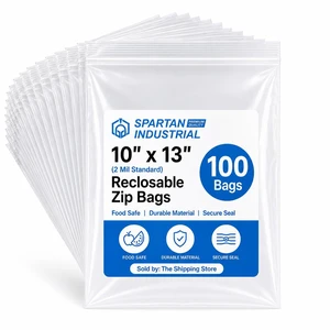 10" X 13" (100 Count) Quart Clear Reclosable Zip Plastic Poly Bags with Resealable Lock Seal Zipper - 2 Mil 10" X 13" (100 Count) Quart Clear Reclosable Zip Plastic Poly Bags with Resealable Lock Seal Zipper - 2 Mil