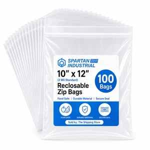 10" X 12" (100 Count) Quart Clear Reclosable Zip Plastic Poly Bags with Resealable Lock Seal Zipper - 2 Mil 10" X 12" (100 Count) Quart Clear Reclosable Zip Plastic Poly Bags with Resealable Lock Seal Zipper - 2 Mil