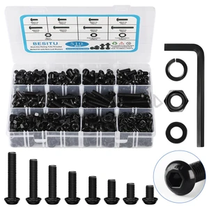 M6 Bolt Assortment Kit, 510Pcs M6 x 10/12/14/16/20/25/30/35mm Button Head Hex Socket Cap Screws Bolts Nuts Washer Assortment Kit 12.9 Grade Alloy Steel Black Galvanized M6 Bolt Assortment Kit, 510Pcs M6 x 10/12/14/16/20/25/30/35mm Button Head Hex Socket Cap Screws Bolts Nuts Washer Assortment Kit 12.9 Grade Alloy Steel Black Galvanized