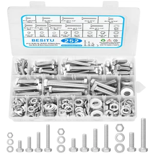 252Pcs Hex Bolts and Nuts Assortment Kit, 1/4-20, 5/16-18, 3/8-16 Assorted Bolts Nuts and Washers Kit, 304 Stainless Steel Machine Screw Sets with Case 252Pcs Hex Bolts and Nuts Assortment Kit, 1/4-20, 5/16-18, 3/8-16 Assorted Bolts Nuts and Washers Kit, 304 Stainless Steel Machine Screw Sets with Case