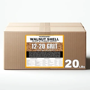 12-20 Grit Premium Ground Crushed Walnut Shell Media (20 LBS / 9.08 KG) Medium Grit, Vibratory Tumbling, Polish, Deburr, Pincushion Filler, Crafts, Needle Sharpening, DIY, Natural 12-20 Grit Premium Ground Crushed Walnut Shell Media (20 LBS / 9.08 KG) Medium Grit, Vibratory Tumbling, Polish, Deburr, Pincushion Filler, Crafts, Needle Sharpening, DIY, Natural